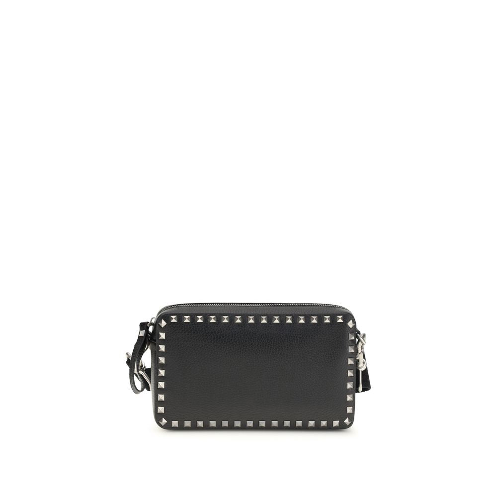 Valentino Garavani Black Calf Leather Bos Taurus Shoulder Bag